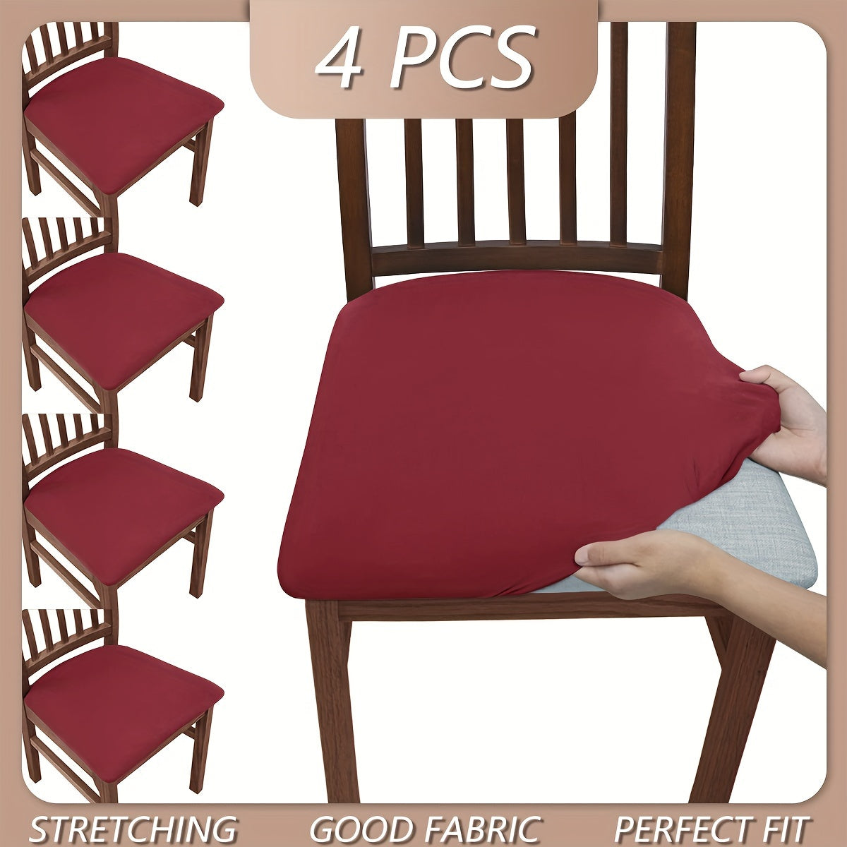 4pcs/6pcs Solid Color Flocked High Elastic Chair Cover, Simple and Elegant, Multiple Colors to Choose From, Soft and Comfortable, Suitable for Restaurant Chair Protection Cover 150gsm