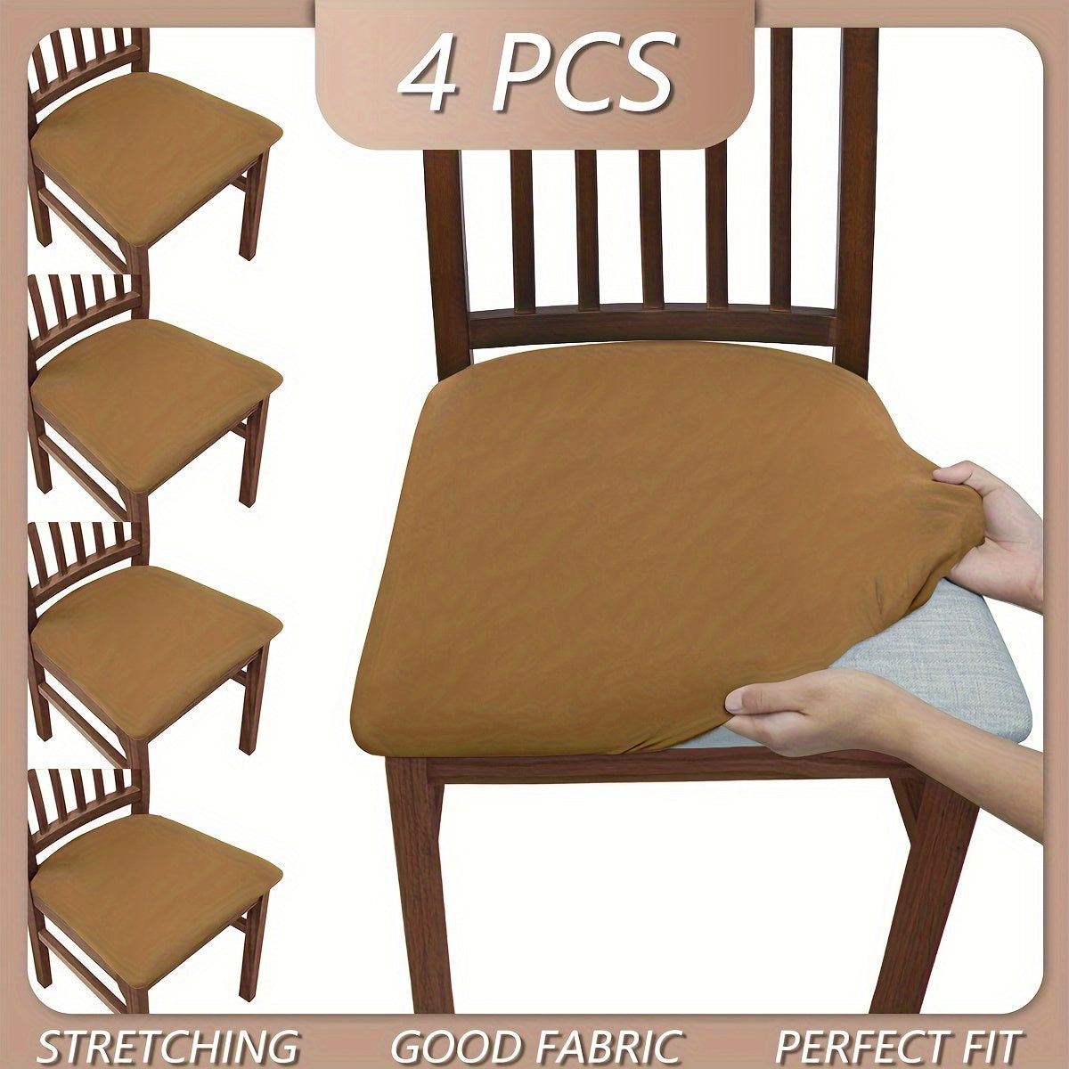 4pcs/6pcs Solid Color Flocked High Elastic Chair Cover, Simple and Elegant, Multiple Colors to Choose From, Soft and Comfortable, Suitable for Restaurant Chair Protection Cover 150gsm