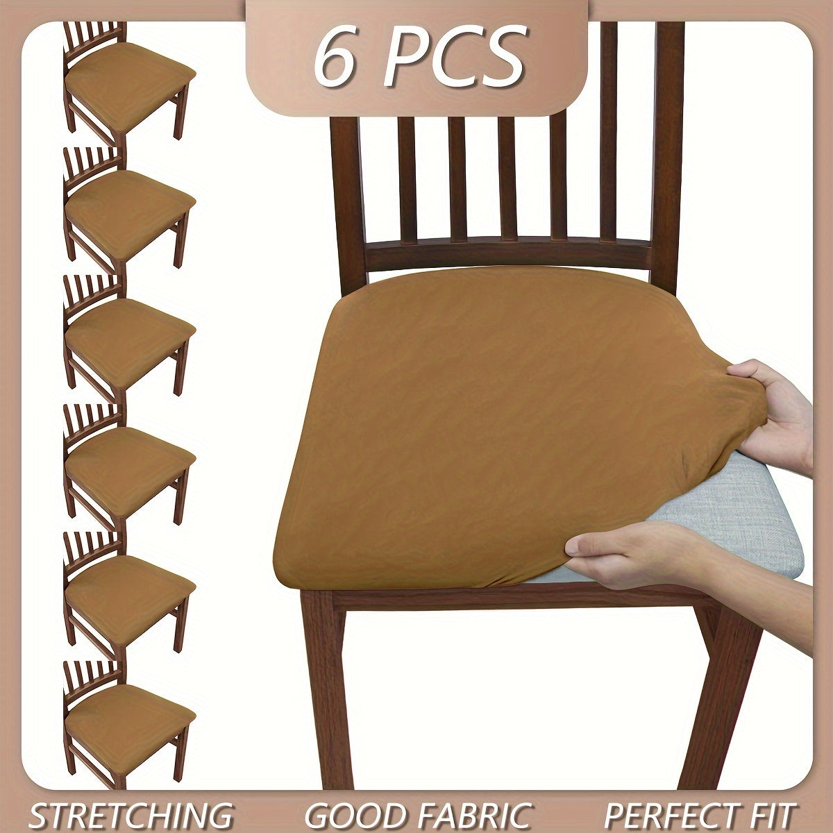 4pcs/6pcs Solid Color Flocked High Elastic Chair Cover, Simple and Elegant, Multiple Colors to Choose From, Soft and Comfortable, Suitable for Restaurant Chair Protection Cover 150gsm