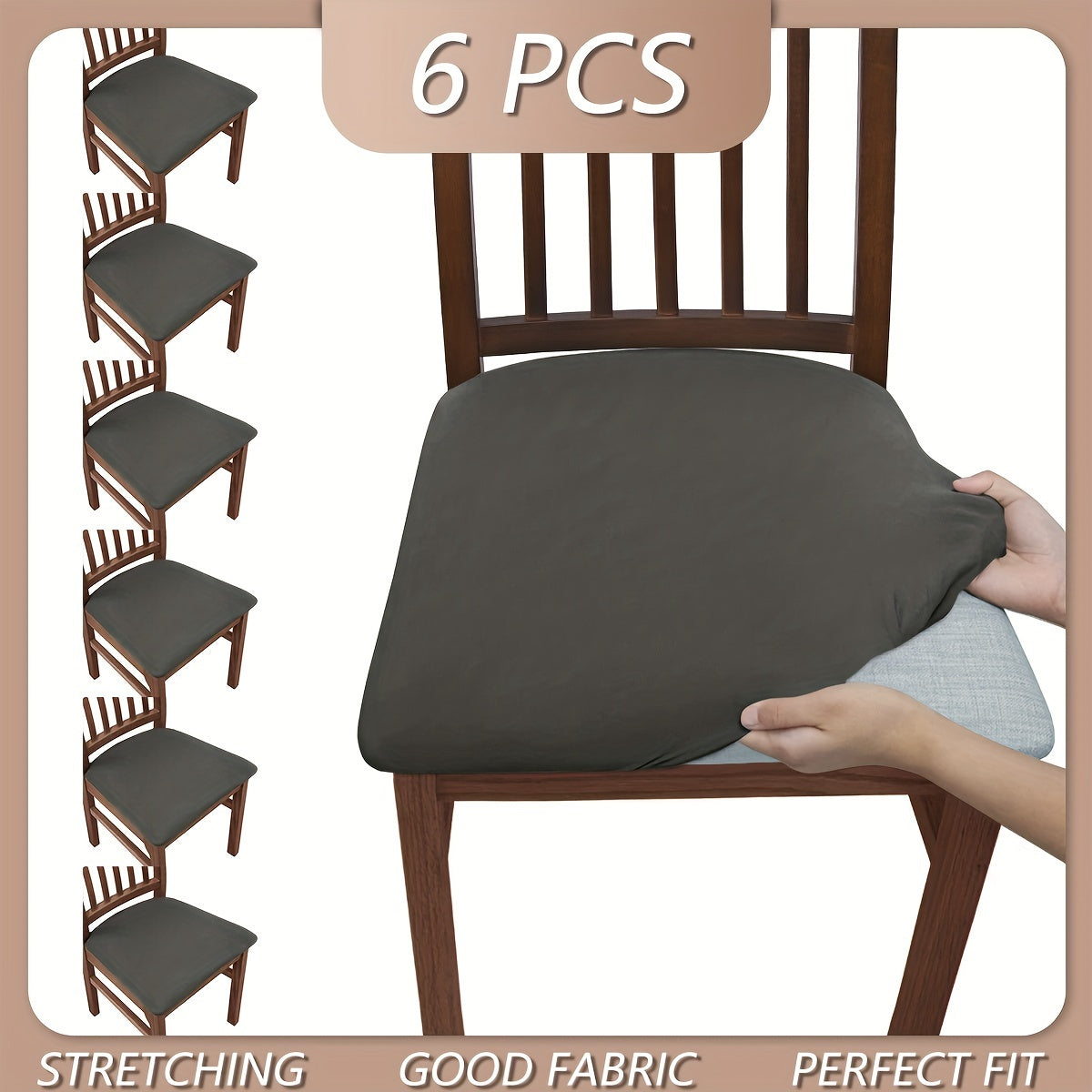 4pcs/6pcs Solid Color Flocked High Elastic Chair Cover, Simple and Elegant, Multiple Colors to Choose From, Soft and Comfortable, Suitable for Restaurant Chair Protection Cover 150gsm