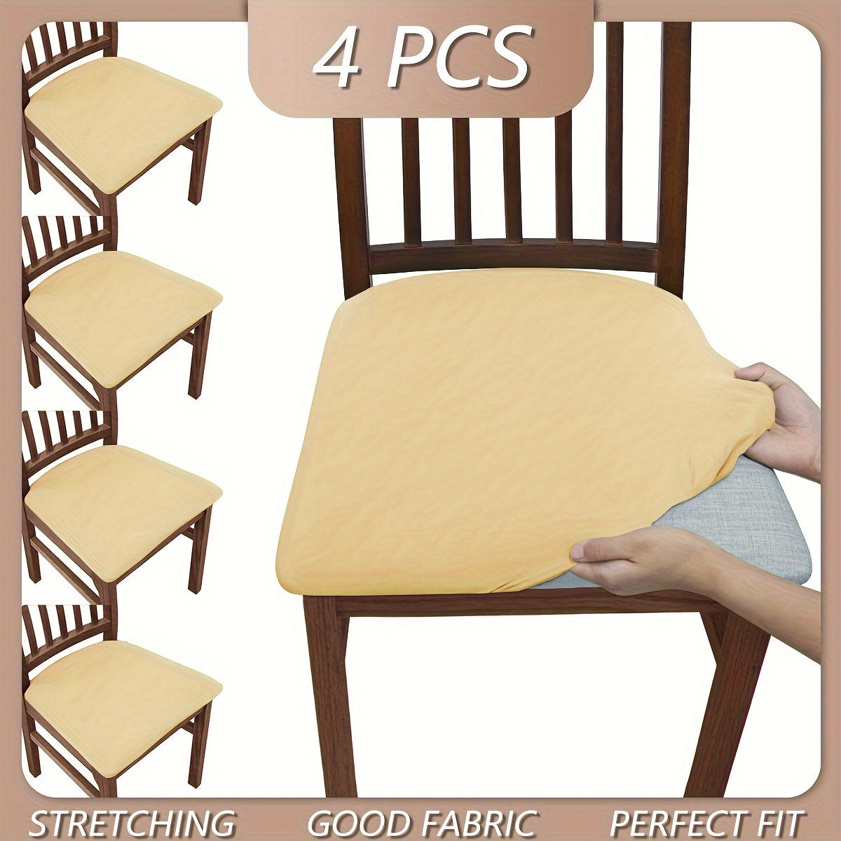 4pcs/6pcs Solid Color Flocked High Elastic Chair Cover, Simple and Elegant, Multiple Colors to Choose From, Soft and Comfortable, Suitable for Restaurant Chair Protection Cover 150gsm