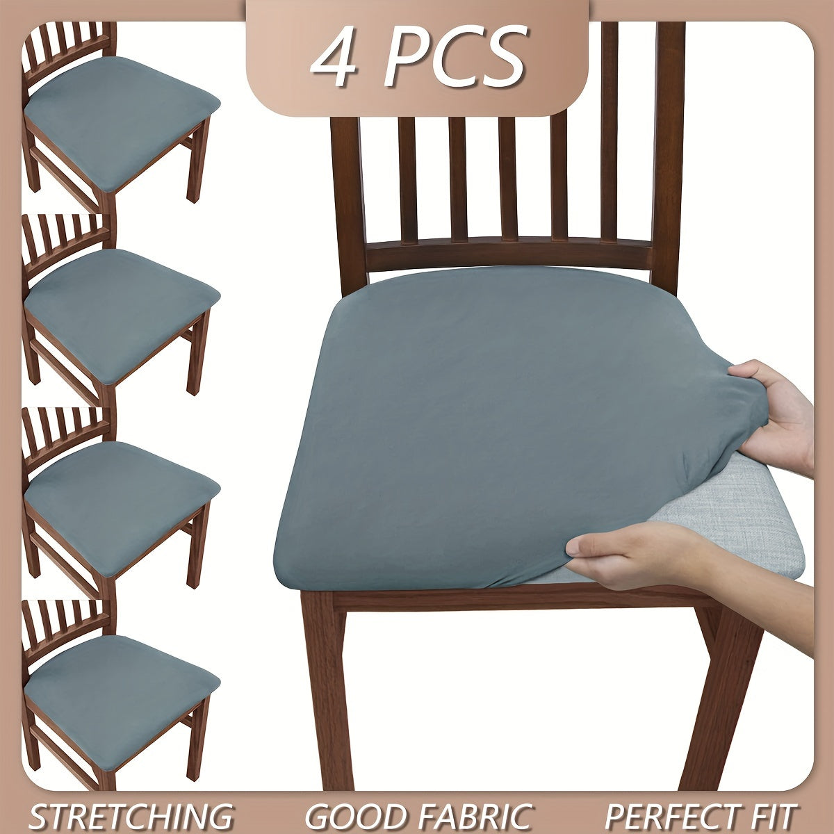 4pcs/6pcs Solid Color Flocked High Elastic Chair Cover, Simple and Elegant, Multiple Colors to Choose From, Soft and Comfortable, Suitable for Restaurant Chair Protection Cover 150gsm