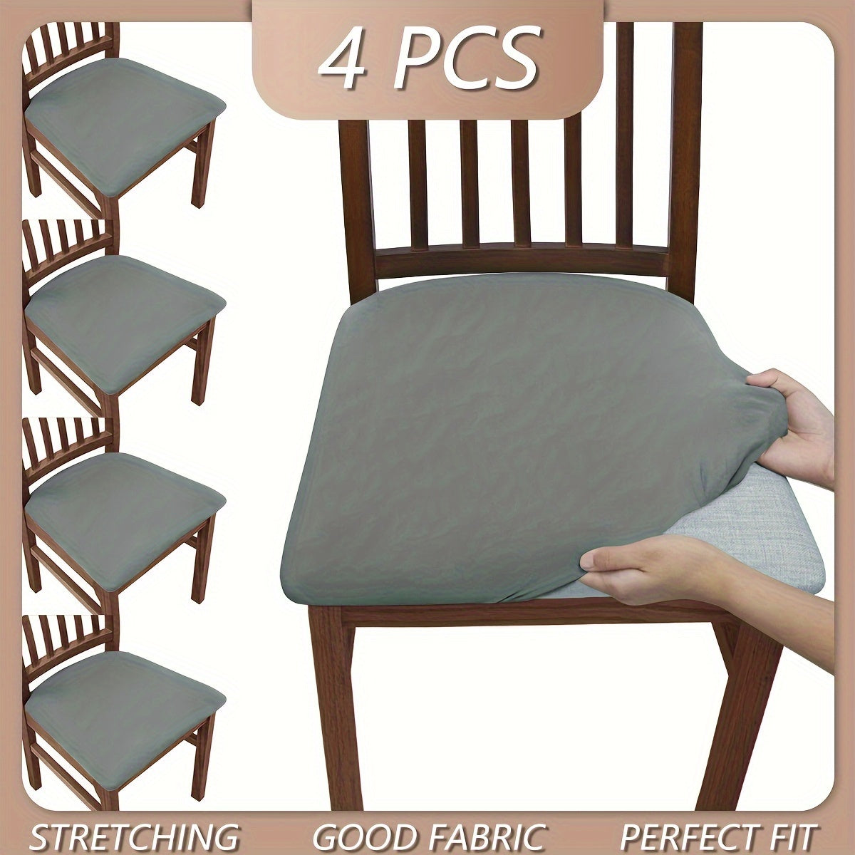 4pcs/6pcs Solid Color Flocked High Elastic Chair Cover, Simple and Elegant, Multiple Colors to Choose From, Soft and Comfortable, Suitable for Restaurant Chair Protection Cover 150gsm