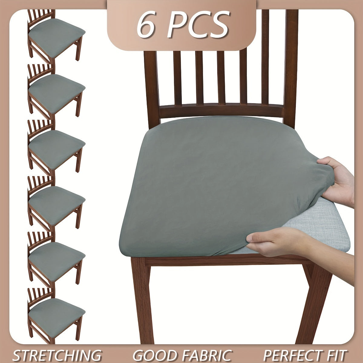 4pcs/6pcs Solid Color Flocked High Elastic Chair Cover, Simple and Elegant, Multiple Colors to Choose From, Soft and Comfortable, Suitable for Restaurant Chair Protection Cover 150gsm