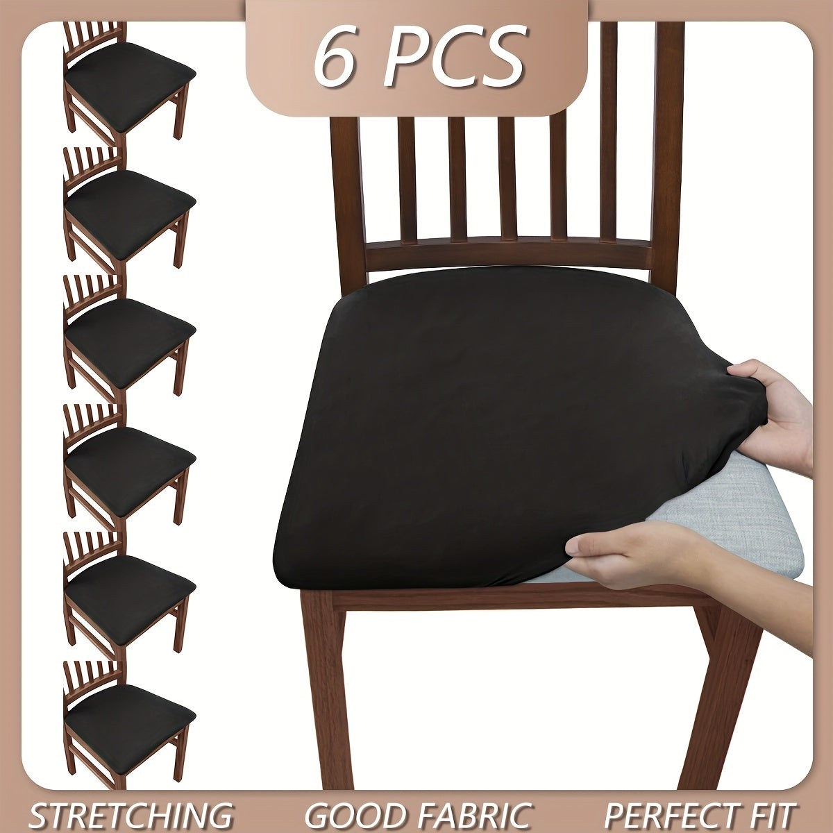 4pcs/6pcs Solid Color Flocked High Elastic Chair Cover, Simple and Elegant, Multiple Colors to Choose From, Soft and Comfortable, Suitable for Restaurant Chair Protection Cover 150gsm