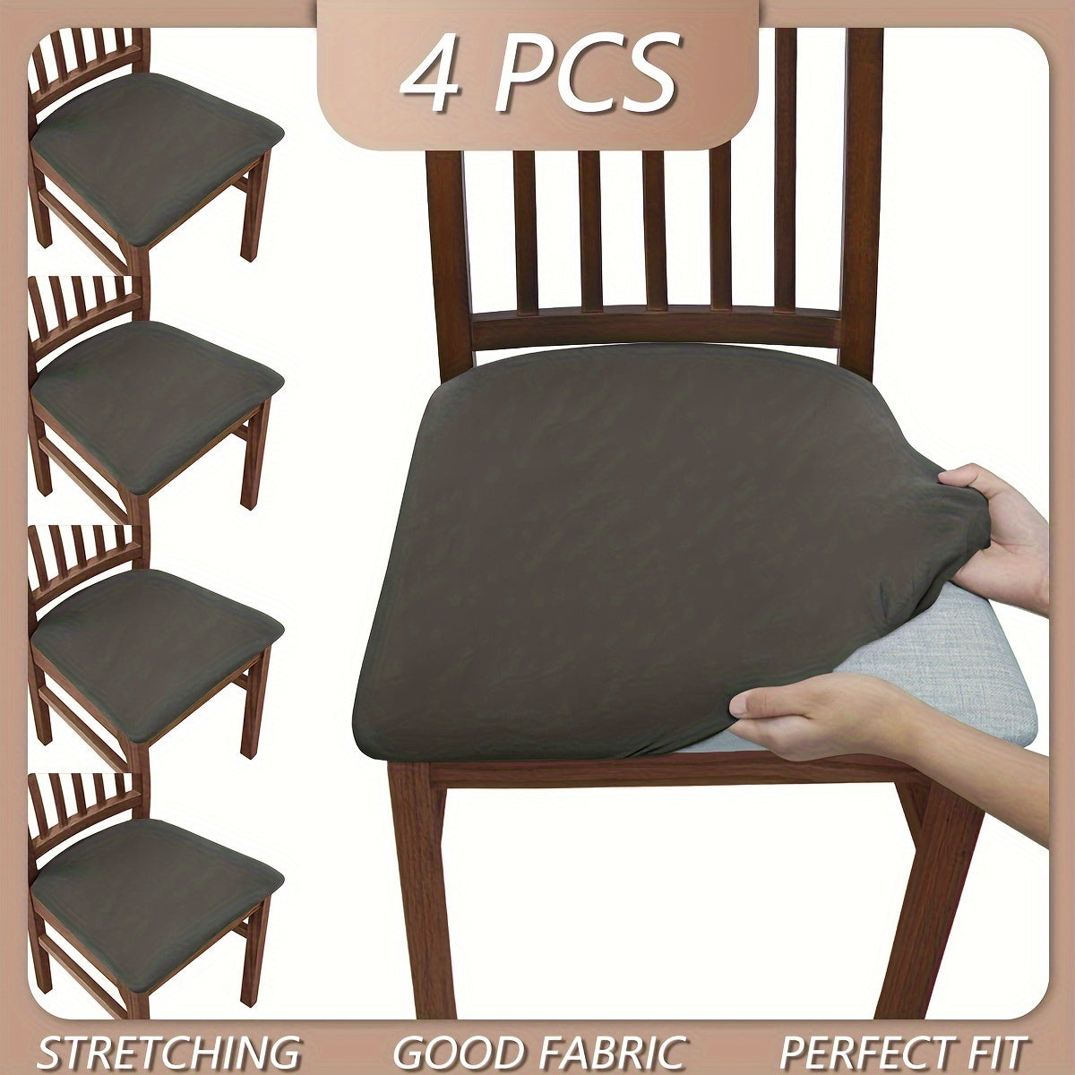 4pcs/6pcs Solid Color Flocked High Elastic Chair Cover, Simple and Elegant, Multiple Colors to Choose From, Soft and Comfortable, Suitable for Restaurant Chair Protection Cover 150gsm