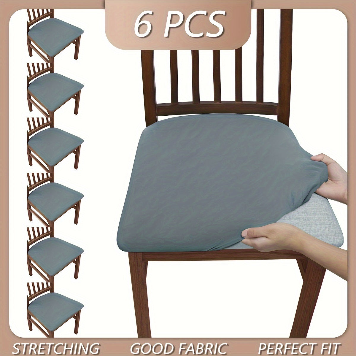 4pcs/6pcs Solid Color Flocked High Elastic Chair Cover, Simple and Elegant, Multiple Colors to Choose From, Soft and Comfortable, Suitable for Restaurant Chair Protection Cover 150gsm