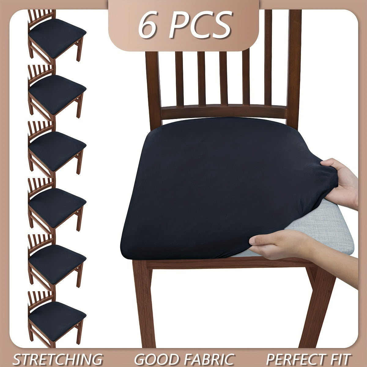 4pcs/6pcs Solid Color Flocked High Elastic Chair Cover, Simple and Elegant, Multiple Colors to Choose From, Soft and Comfortable, Suitable for Restaurant Chair Protection Cover 150gsm
