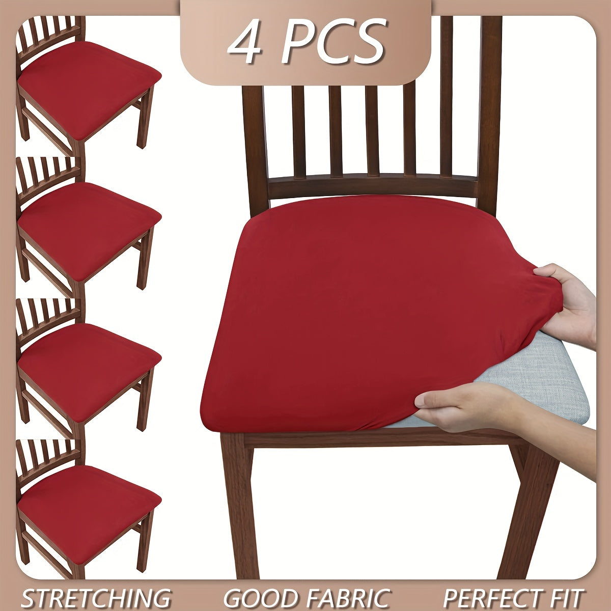 4pcs/6pcs Solid Color Flocked High Elastic Chair Cover, Simple and Elegant, Multiple Colors to Choose From, Soft and Comfortable, Suitable for Restaurant Chair Protection Cover 150gsm